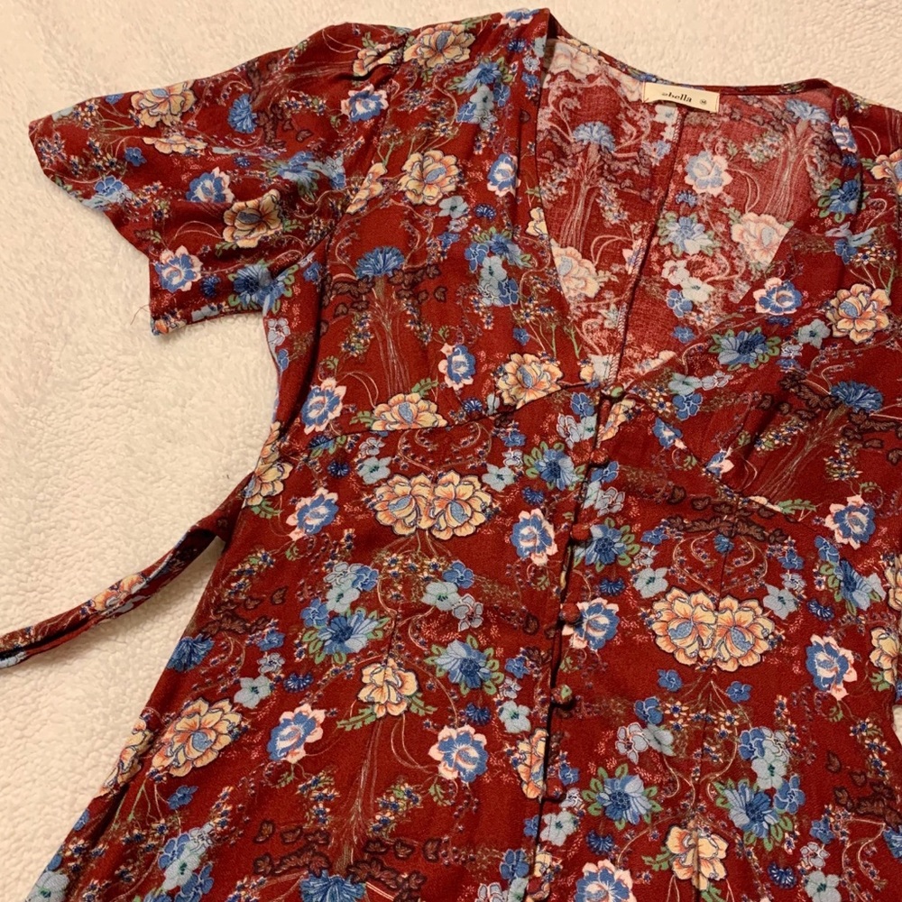 Floral Red Mini Dress